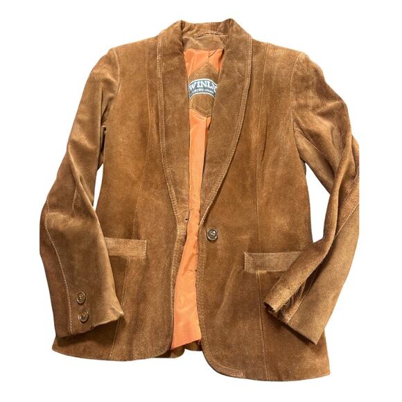 Vintage Winlit Suede Blazer Women’s Size S – Rich Brown Leather Classic - Picture 10 of 10